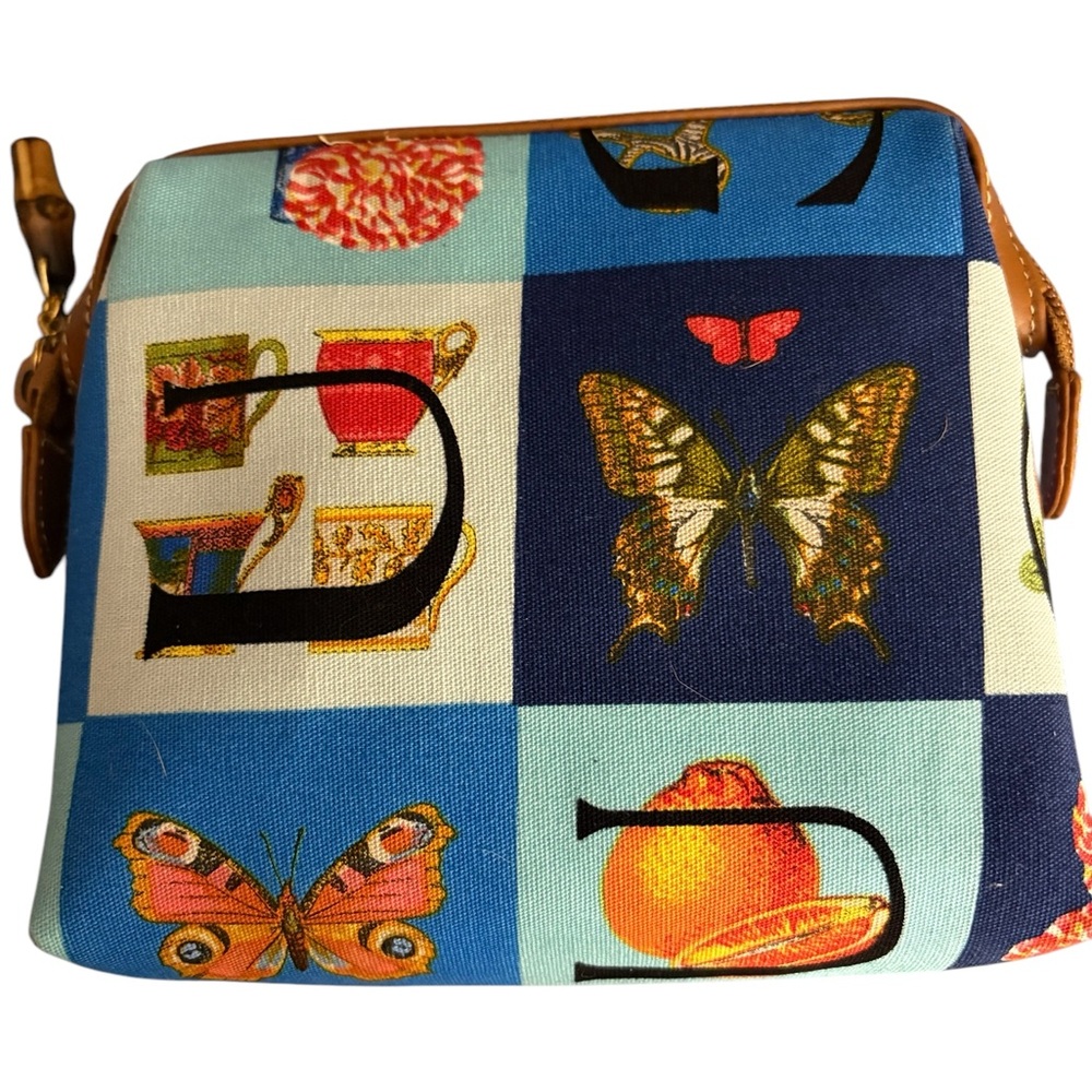 Gucci Blue Checker Butterfly & Fruit Cosmetic Pouch